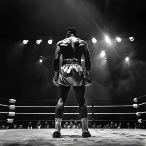 Bokser wchodzący na ring z determinacją przed meczem