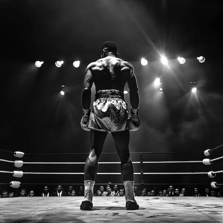 Bokser wchodzący na ring z determinacją przed meczem